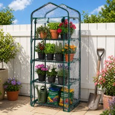 4 Tier Mini Greenhouse Indoor Outdoor Cover Grow House Steel Frame 